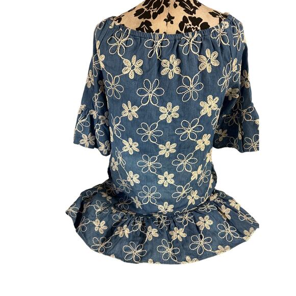 Label by Five Twelve Dress Women’s  Size 4 Chambray Blue White Embroidery Boho - Picture 3 of 9